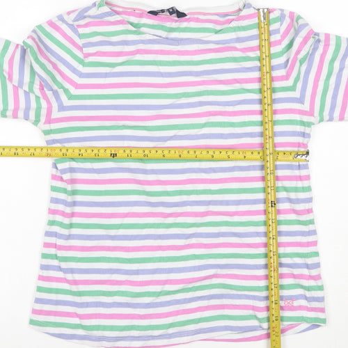 Crew Clothing Company Women Multicoloured Stripe Jersey Top UK 12 3/4 Sleeve