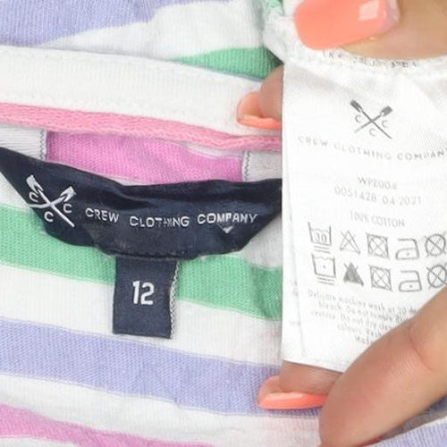 Crew Clothing Company Women Multicoloured Stripe Jersey Top UK 12 3/4 Sleeve