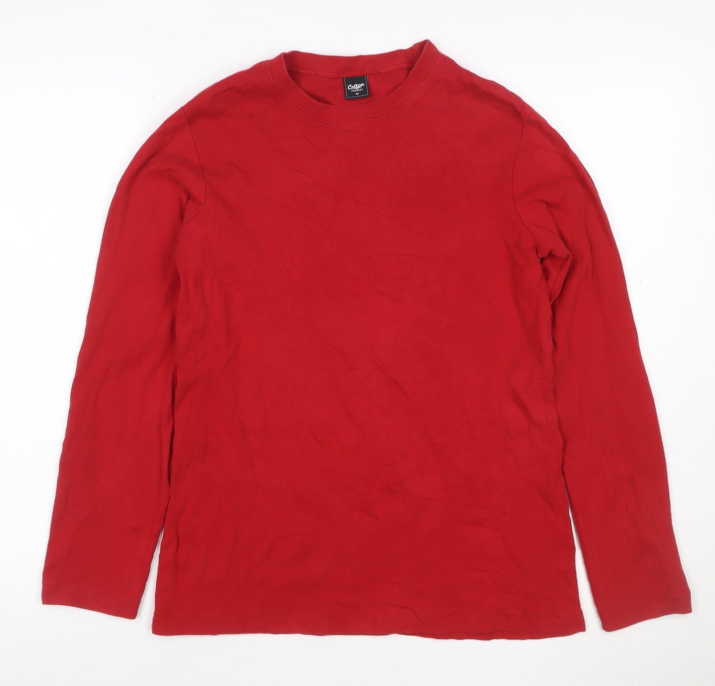 Cotton Traders Women Red M Crew Neck Long Sleeve Cotton Pullover Jumper