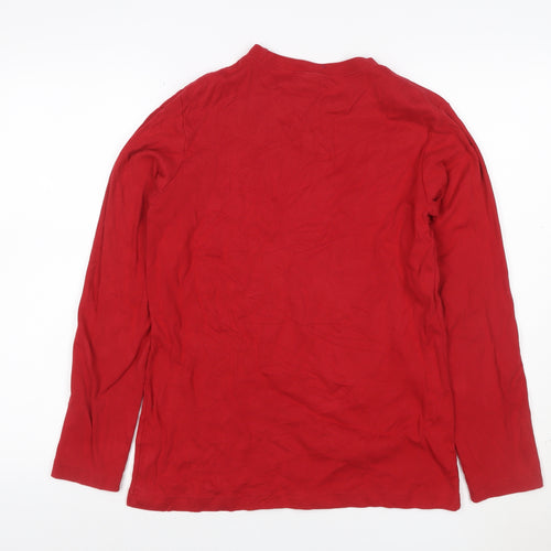Cotton Traders Women Red M Crew Neck Long Sleeve Cotton Pullover Jumper