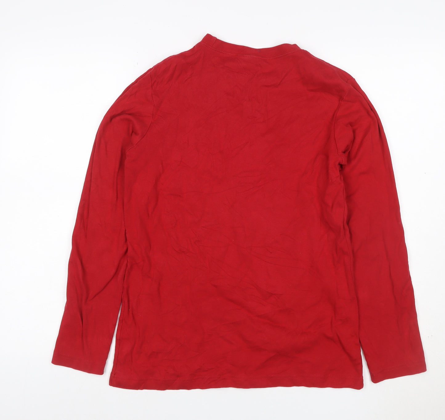 Cotton Traders Women Red M Crew Neck Long Sleeve Cotton Pullover Jumper