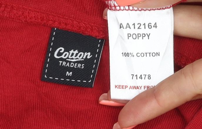 Cotton Traders Women Red M Crew Neck Long Sleeve Cotton Pullover Jumper