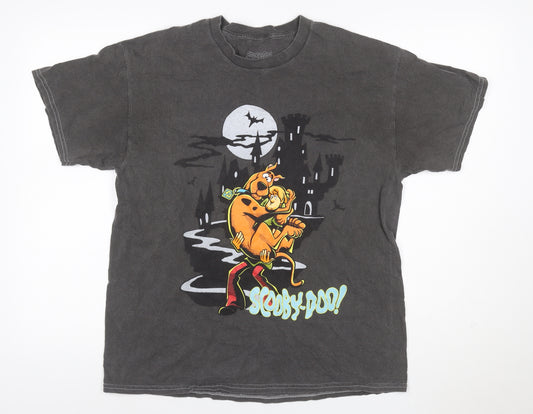 Scooby-Doo Men’s Grey L Halloween Castle Graphic Print T-Shirt