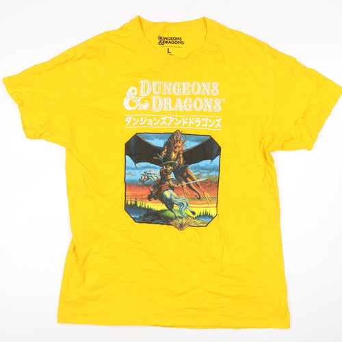 Dungeons & Dragons Men’s Yellow L Graphic Dragon Crew Neck T-Shirt
