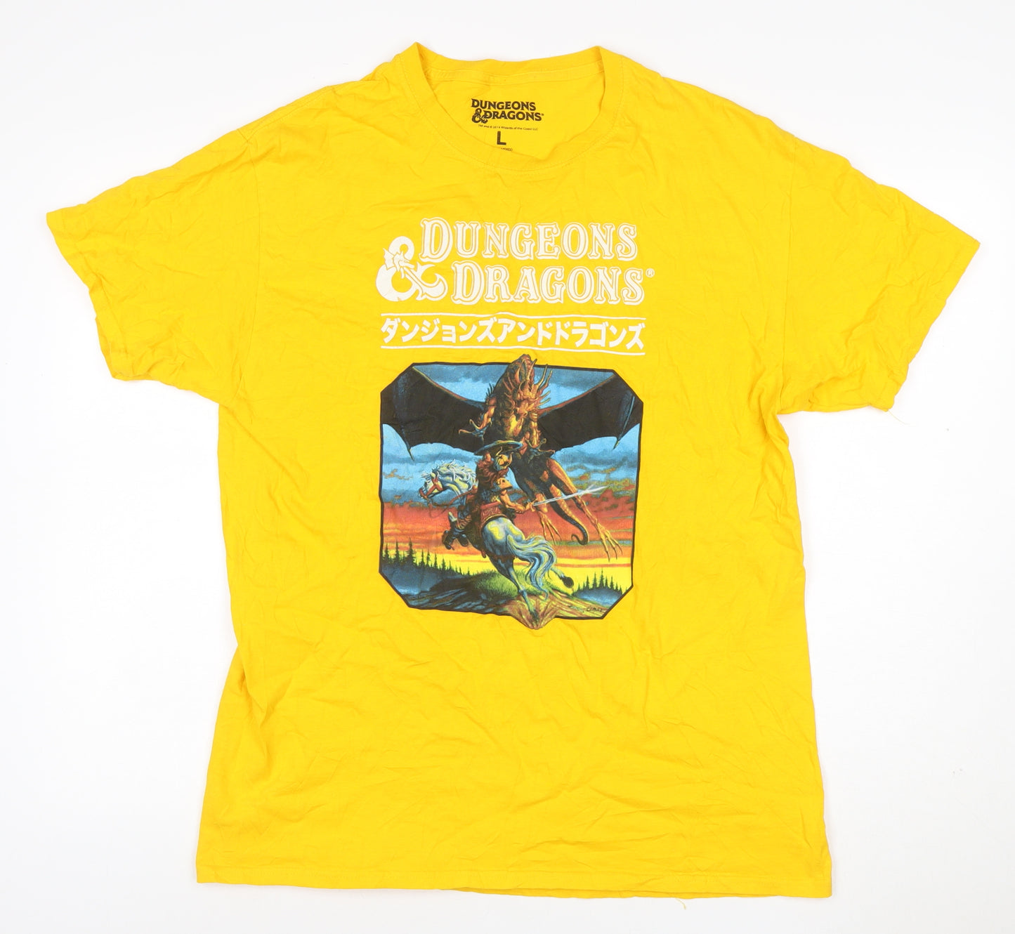 Dungeons & Dragons Men’s Yellow L Graphic Dragon Crew Neck T-Shirt