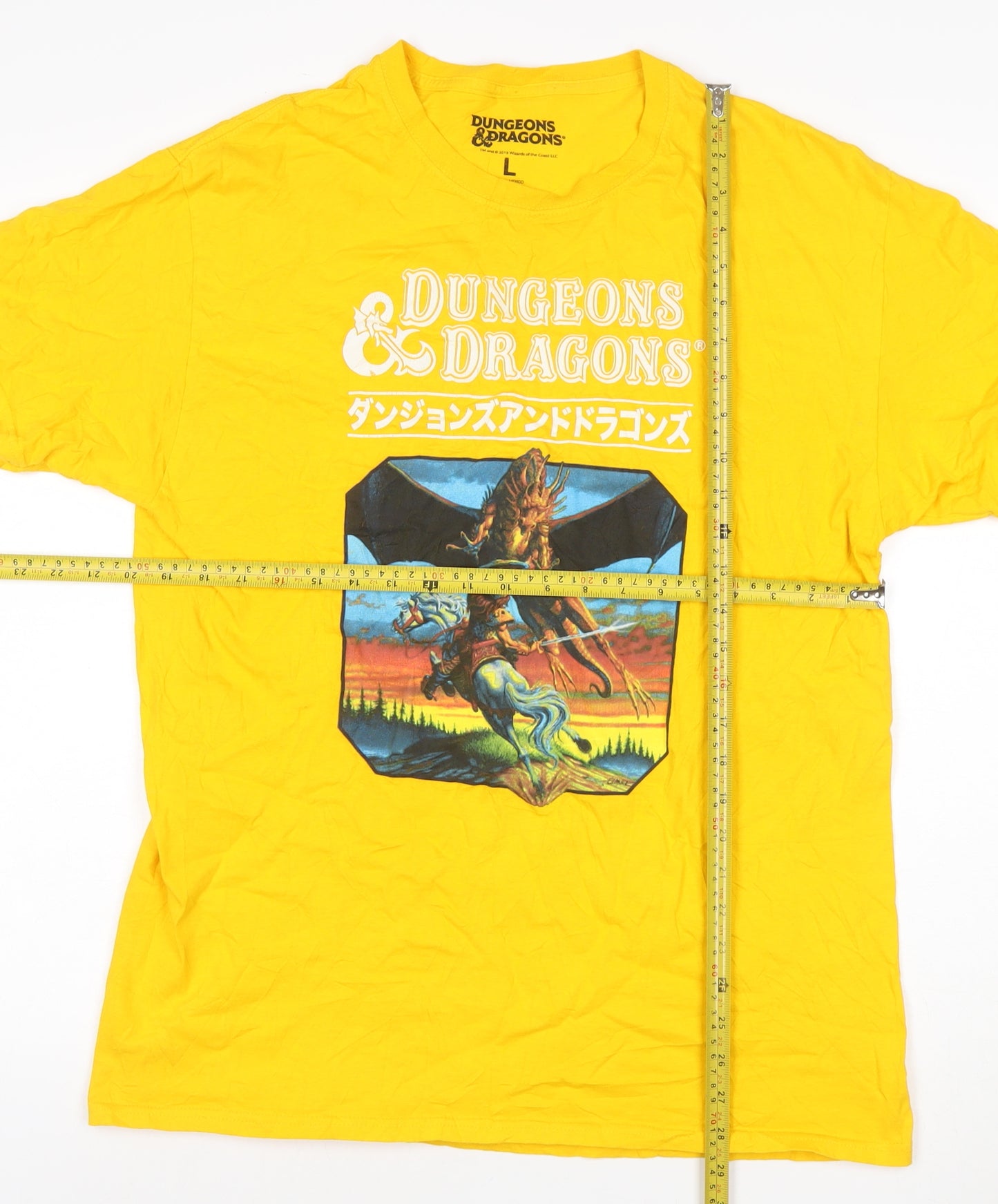 Dungeons & Dragons Men’s Yellow L Graphic Dragon Crew Neck T-Shirt