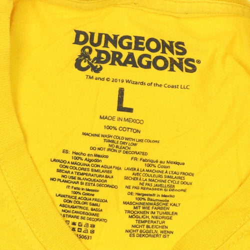 Dungeons & Dragons Men’s Yellow L Graphic Dragon Crew Neck T-Shirt