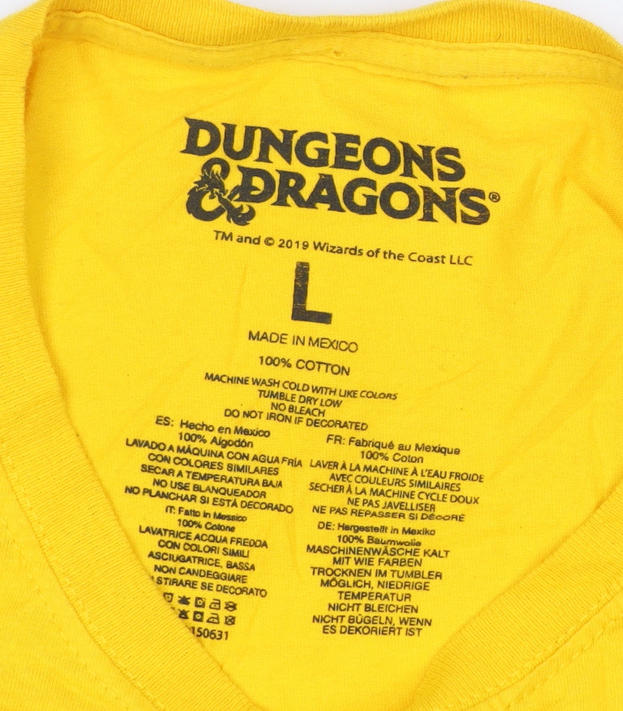 Dungeons & Dragons Men’s Yellow L Graphic Dragon Crew Neck T-Shirt