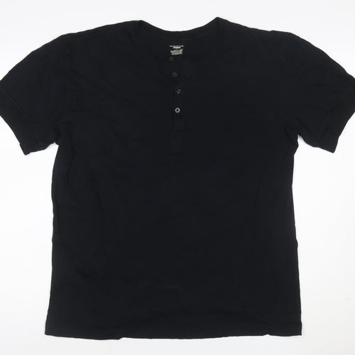 Polo Ralph Lauren Men Black L Cotton Henley Short Sleeve T-Shirt