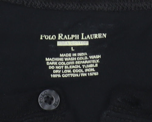 Polo Ralph Lauren Men Black L Cotton Henley Short Sleeve T-Shirt