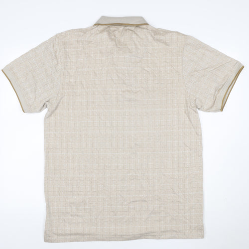 Charles Norton Men's Beige XL Geometric 1/4 Zip Polo Shirt