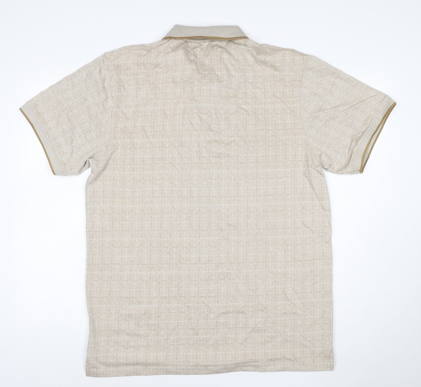 Charles Norton Men's Beige XL Geometric 1/4 Zip Polo Shirt