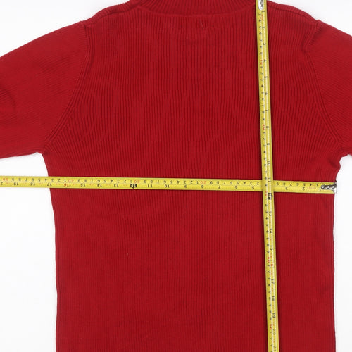 Charter Club Women’s Red Cotton Roll Neck Rib Knit Jumper Size L
