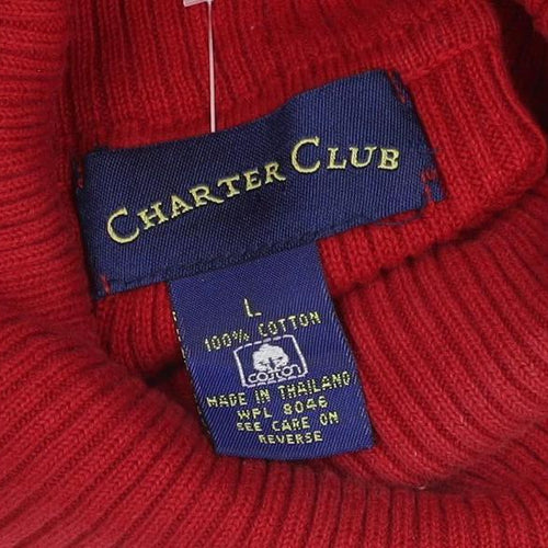 Charter Club Women’s Red Cotton Roll Neck Rib Knit Jumper Size L