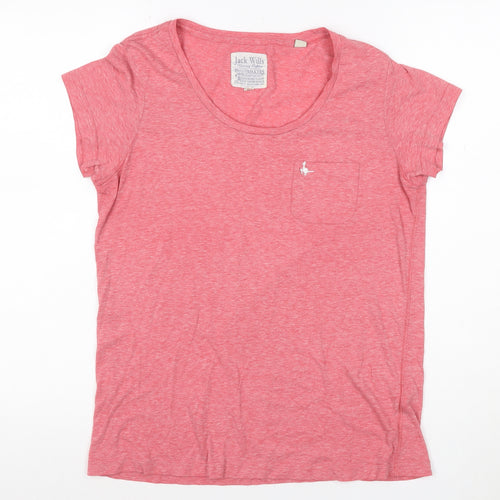 Jack Wills Women Pink UK 12 Basic Pocket Embroidered T-Shirt