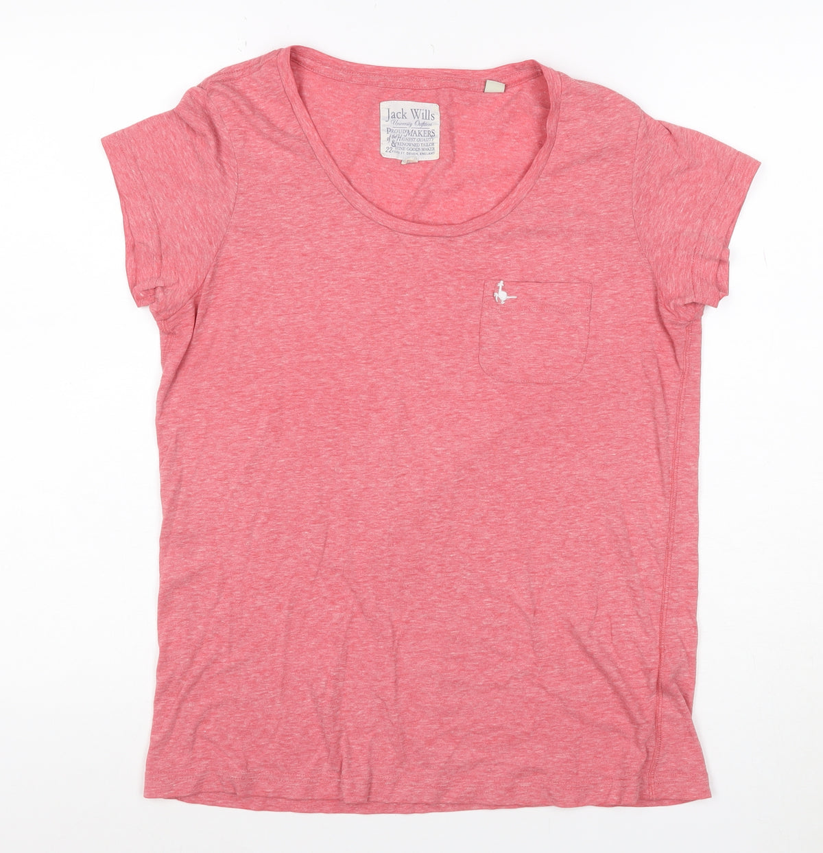 Jack Wills Women Pink UK 12 Basic Pocket Embroidered T-Shirt