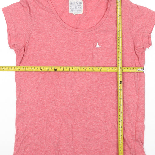 Jack Wills Women Pink UK 12 Basic Pocket Embroidered T-Shirt