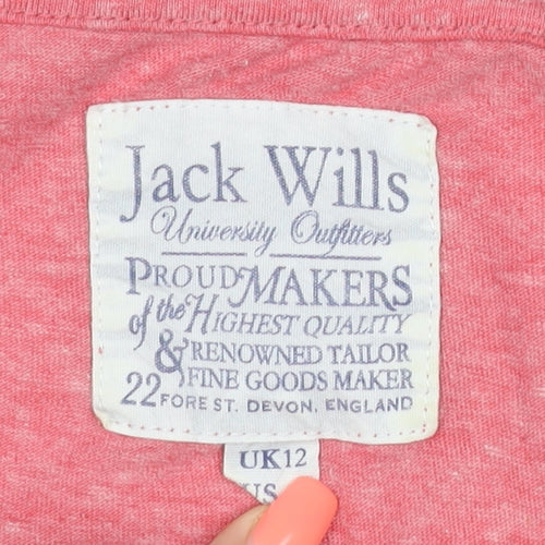 Jack Wills Women Pink UK 12 Basic Pocket Embroidered T-Shirt