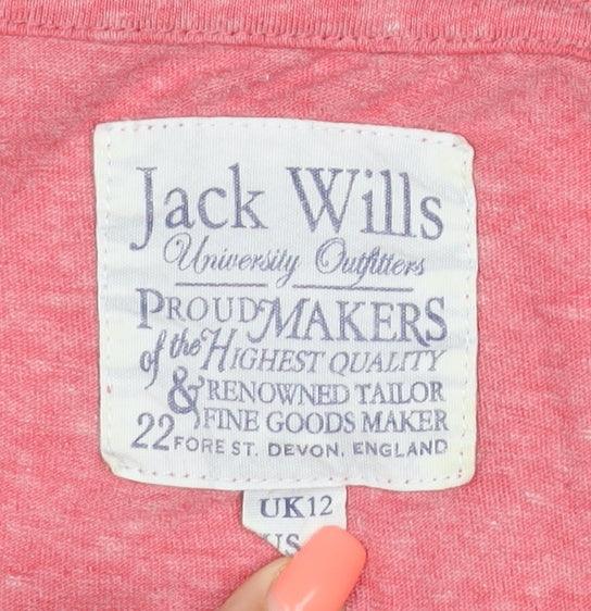Jack Wills Women Pink UK 12 Basic Pocket Embroidered T-Shirt