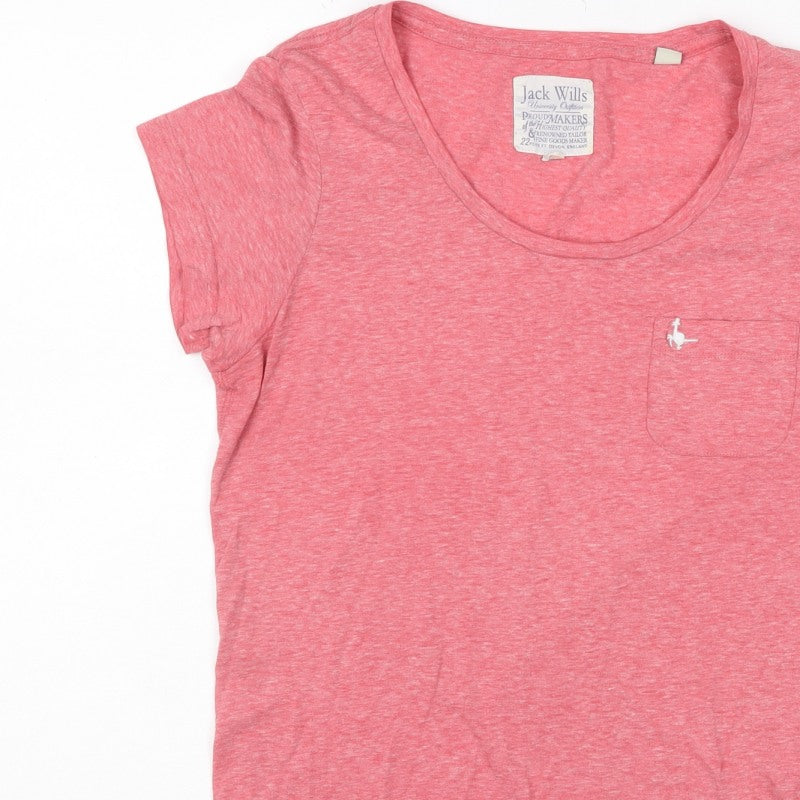 Jack Wills Women Pink UK 12 Basic Pocket Embroidered T-Shirt