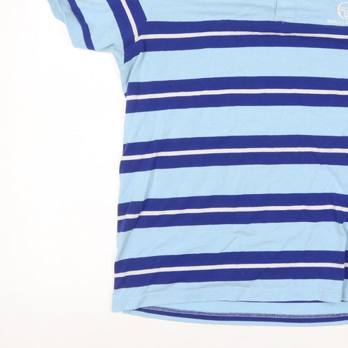 Sergio Tacchini Men’s Blue Striped Logo Short Sleeve Polo Shirt L