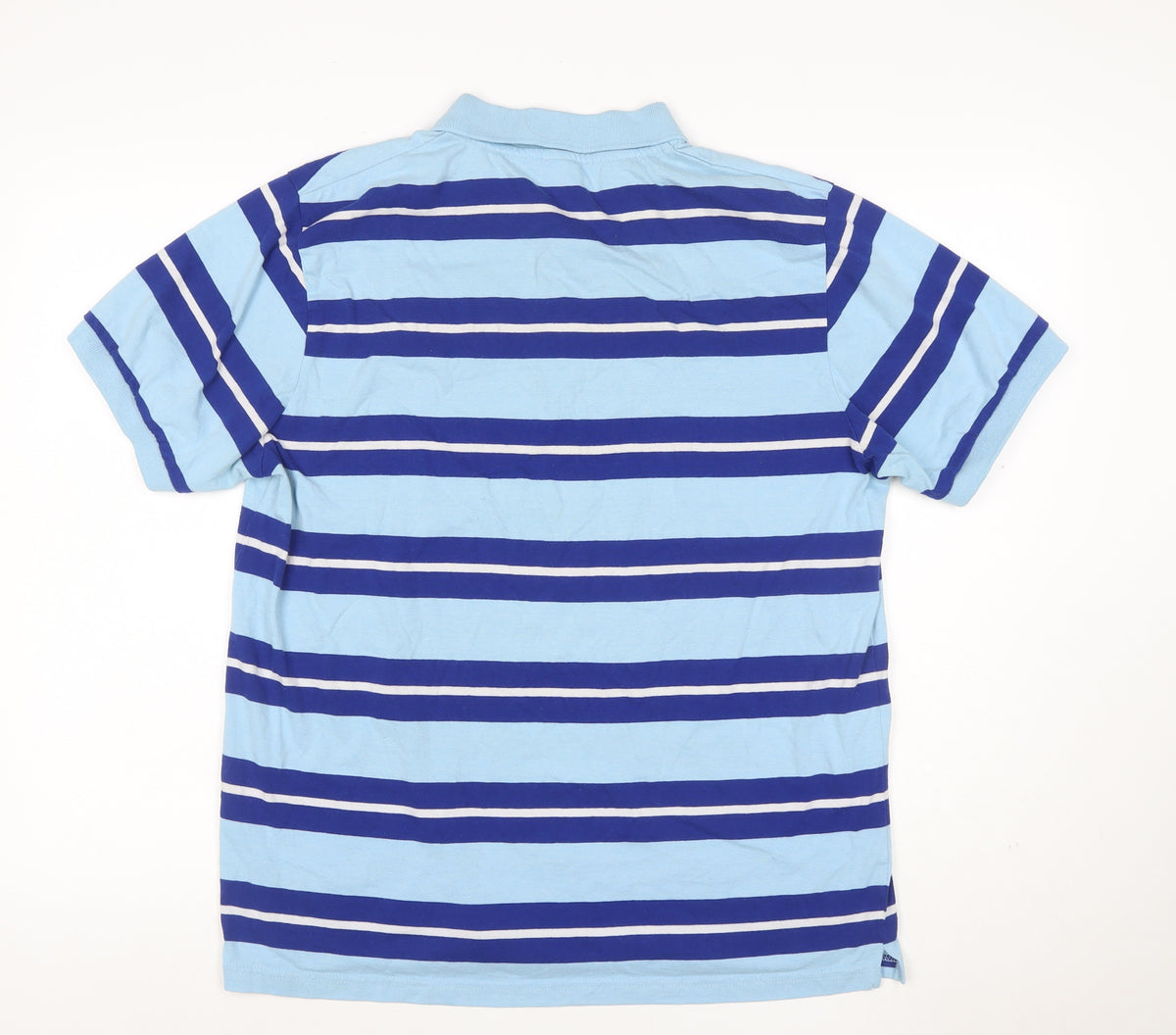 Sergio Tacchini Men’s Blue Striped Logo Short Sleeve Polo Shirt L