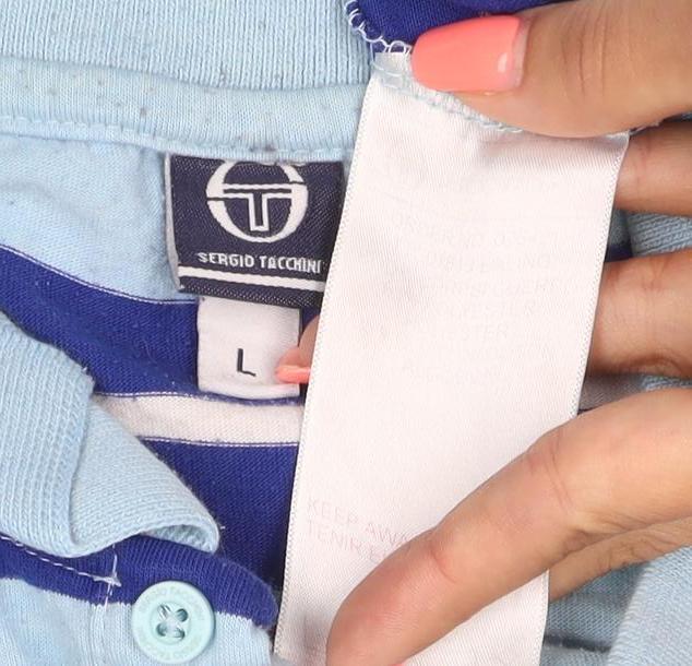 Sergio Tacchini Men’s Blue Striped Logo Short Sleeve Polo Shirt L