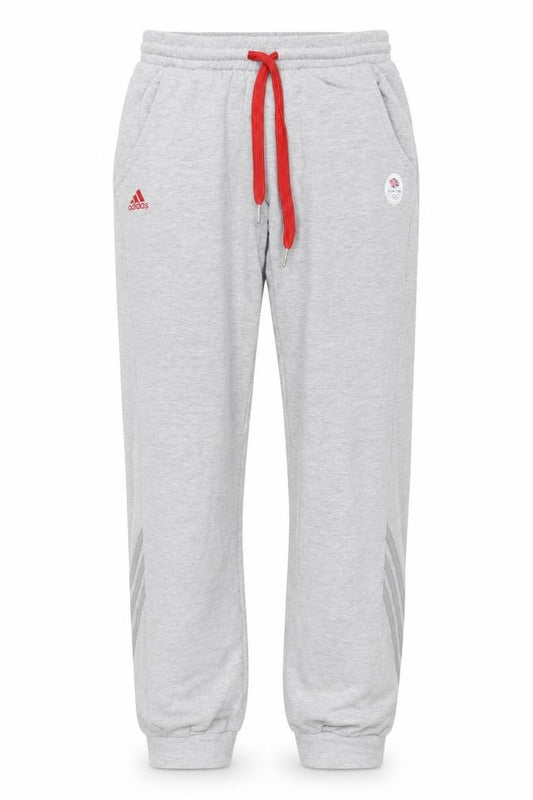 Front view of Adidas unisex adults grey s jogger team gb london 2012 track pants
