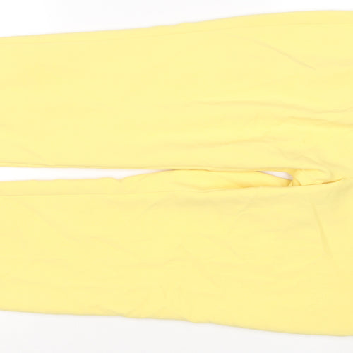 Next Women Yellow UK 14 Regular Straight Dress Trousers Adjustable Waist