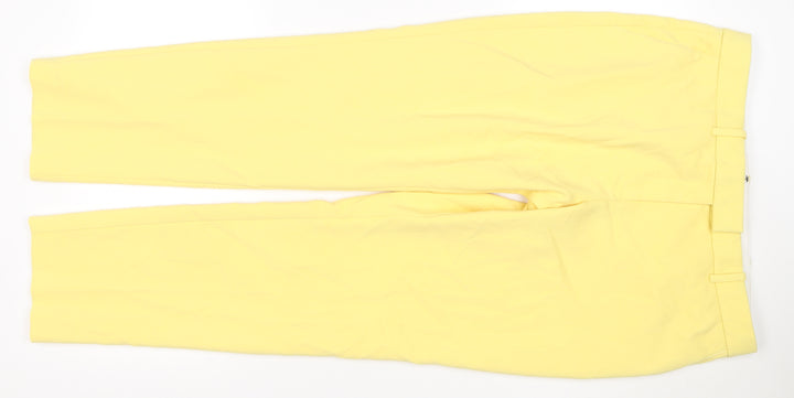 Next Women Yellow UK 14 Regular Straight Dress Trousers Adjustable Waist