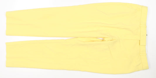 Next Women Yellow UK 14 Regular Straight Dress Trousers Adjustable Waist