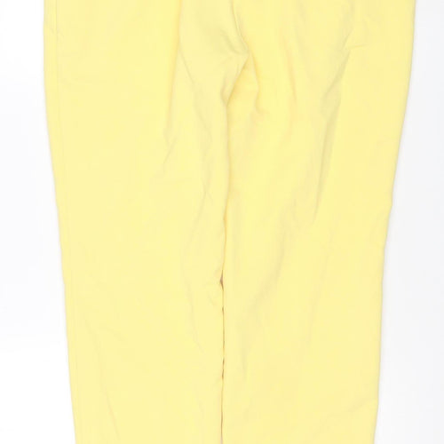 Next Women Yellow UK 14 Regular Straight Dress Trousers Adjustable Waist