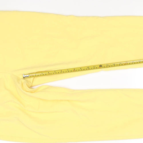Next Women Yellow UK 14 Regular Straight Dress Trousers Adjustable Waist