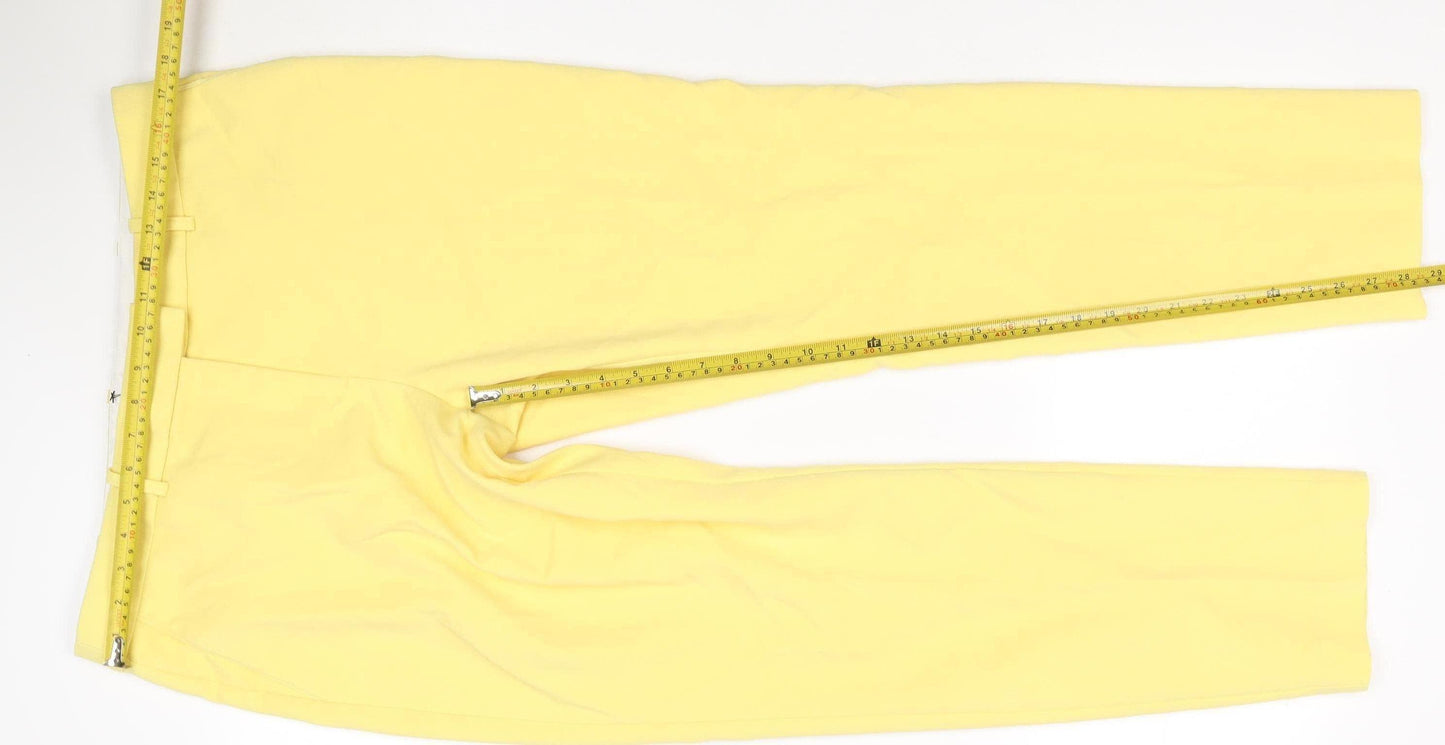 Next Women Yellow UK 14 Regular Straight Dress Trousers Adjustable Waist