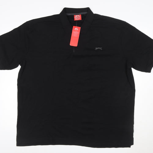 Slazenger Men’s Black 4XL Logo Short Sleeve Polo Shirt New
