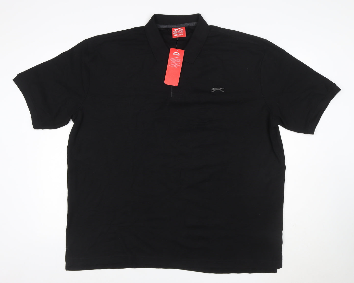 Slazenger Men’s Black 4XL Logo Short Sleeve Polo Shirt New