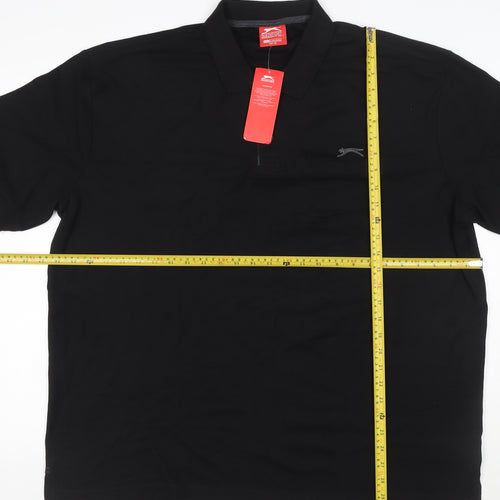 Slazenger Men’s Black 4XL Logo Short Sleeve Polo Shirt New