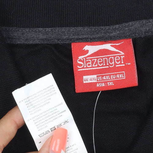 Slazenger Men’s Black 4XL Logo Short Sleeve Polo Shirt New