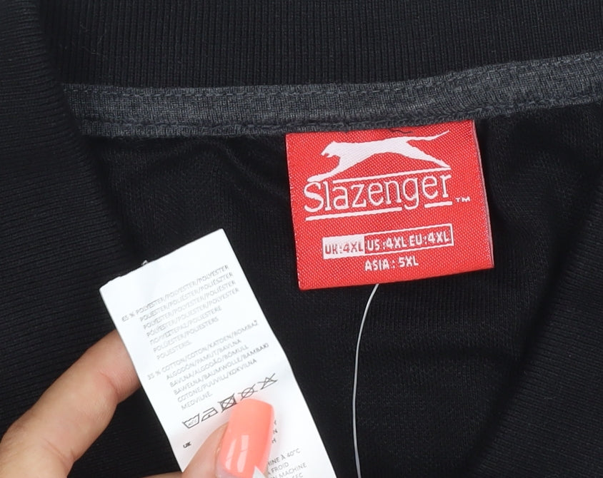 Slazenger Men’s Black 4XL Logo Short Sleeve Polo Shirt New