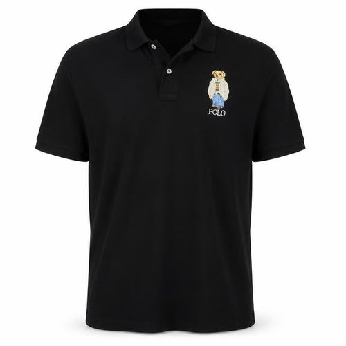Polo Ralph Lauren Men's Black 2XL Bear Logo Cotton Stretch Polo Shirt