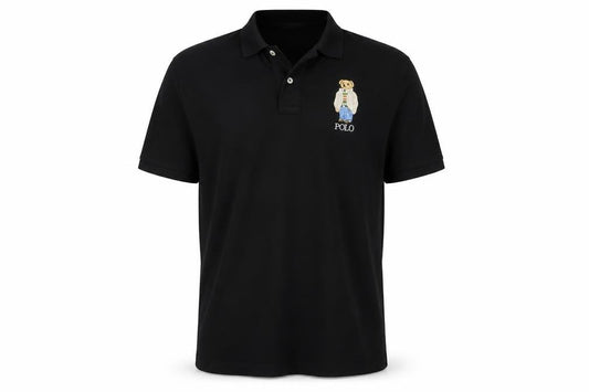 Polo Ralph Lauren Men's Black 2XL Bear Logo Cotton Stretch Polo Shirt