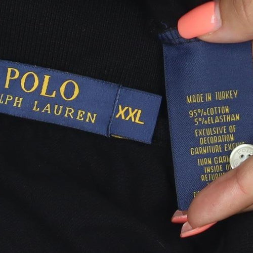 Polo Ralph Lauren Men's Black 2XL Bear Logo Cotton Stretch Polo Shirt