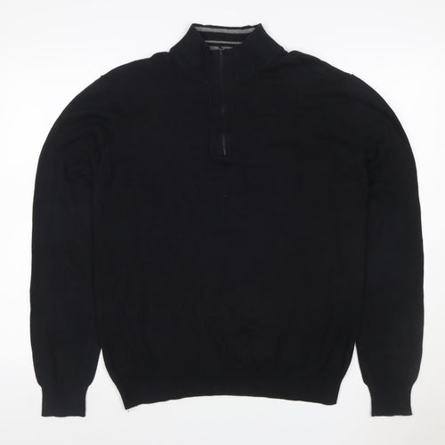 American Dry Goods Company Men Black M 1/4 Zip Cotton Jumper