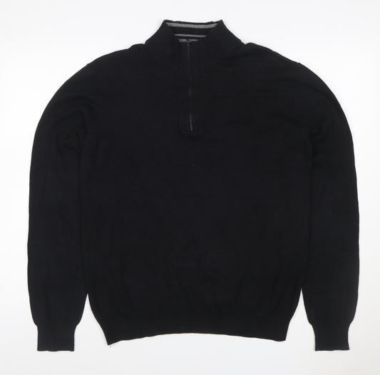 American Dry Goods Company Men Black M 1/4 Zip Cotton Jumper