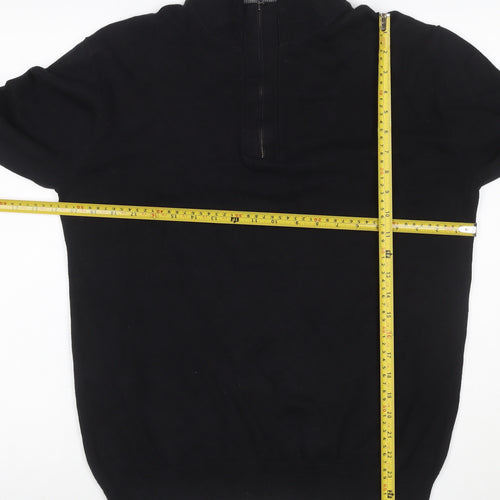 American Dry Goods Company Men Black M 1/4 Zip Cotton Jumper
