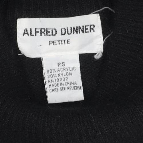 Alfred Dunner Women Black S Petite Sequin Mock Neck Pullover Jumper