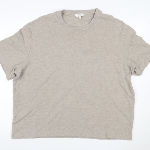 Marks and Spencer Men's Beige 3XL Regular Textured Crew Neck T-Shirt