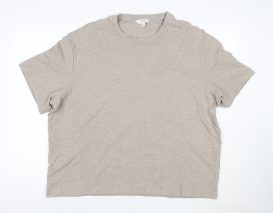 Marks and Spencer Men's Beige 3XL Regular Textured Crew Neck T-Shirt