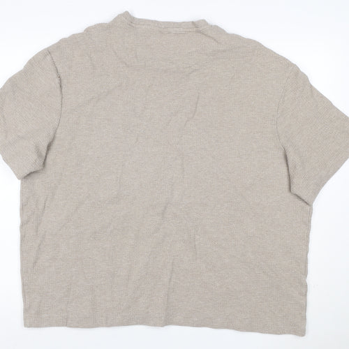 Marks and Spencer Men's Beige 3XL Regular Textured Crew Neck T-Shirt