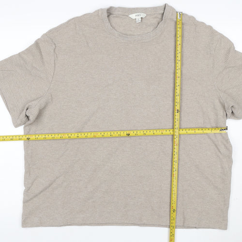 Marks and Spencer Men's Beige 3XL Regular Textured Crew Neck T-Shirt